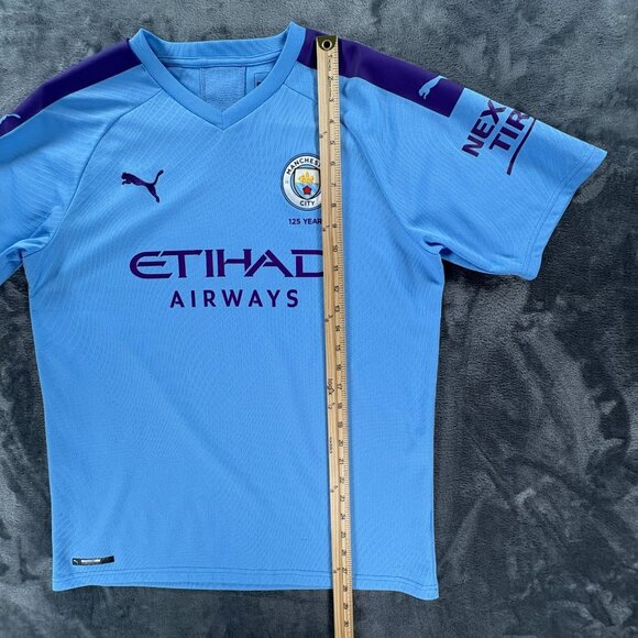 PUMA Manchester City 125 Years Jersey Men L Light Blue Purple Soccer Kit Futbol - Picture 10 of 10